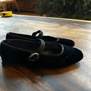 Zara Black Velvet Mary Jane Flat